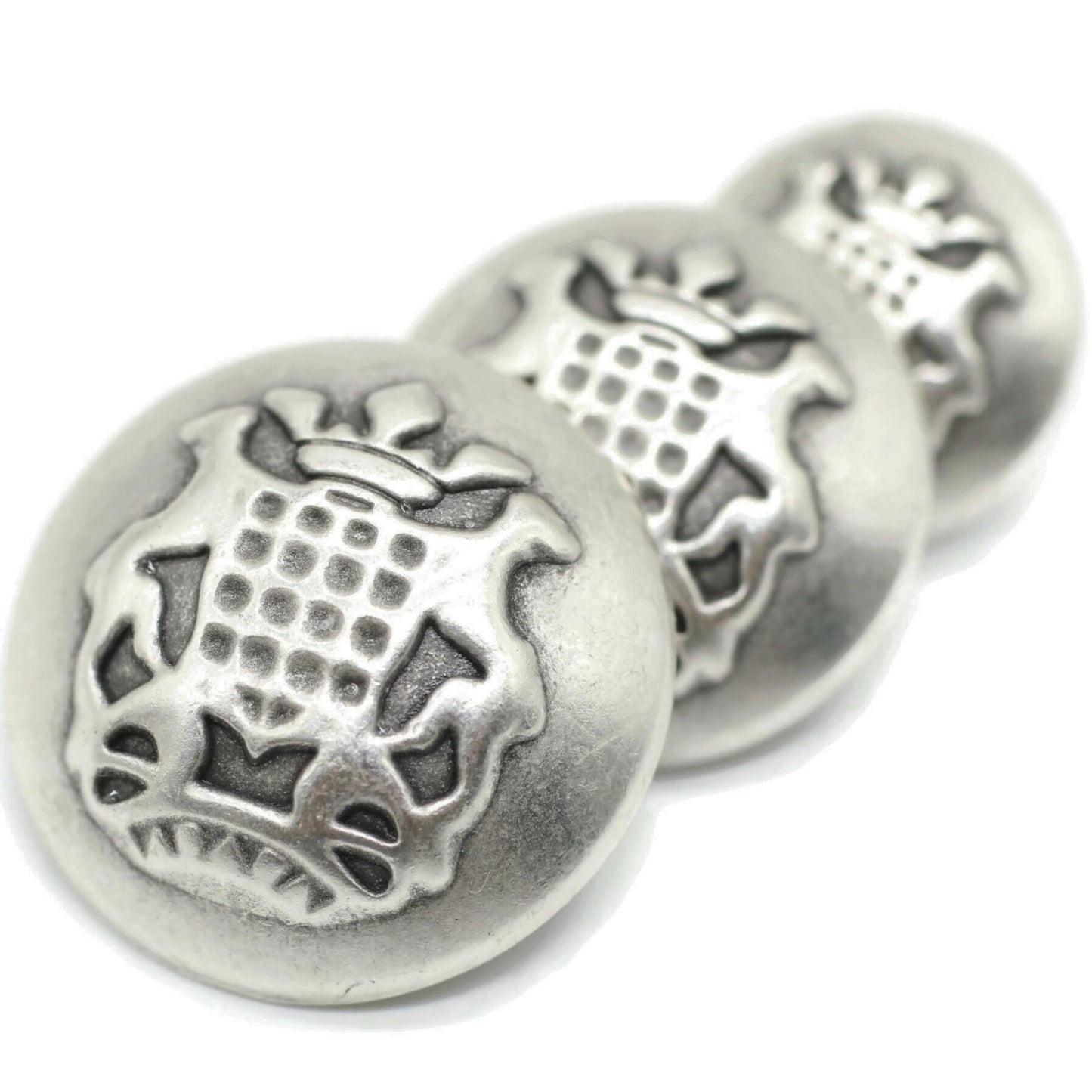 Silver Metal Shank Buttons - 12 Pcs - 3 Size Options - The Crown of Kingdom Round Metal Shank Buttons for Men Women Blazer Coat Uniform Shirt Suit and Jacket Sewing Craft DIY N8102