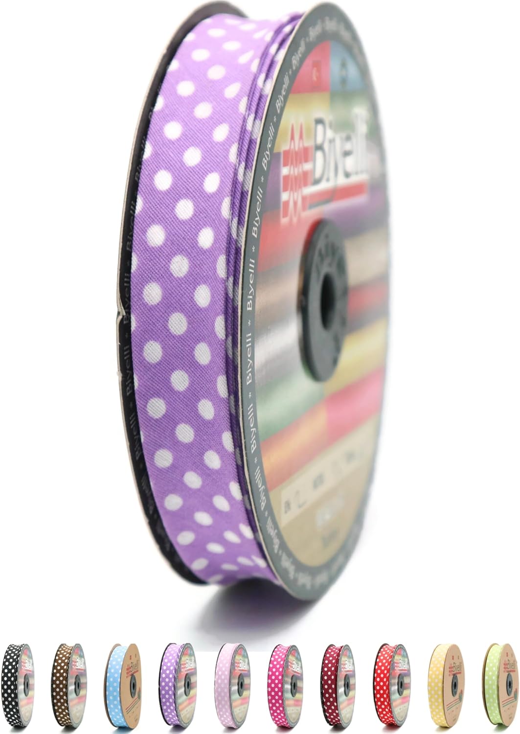 Cotton Fold Bias Binding Tape - 3/4 Inches (20mm) Wide - 27 Yards - Polka Dots Single Fold Cotton Fold Bias Binding Tape for Sewing Clothing DIY Purple A18