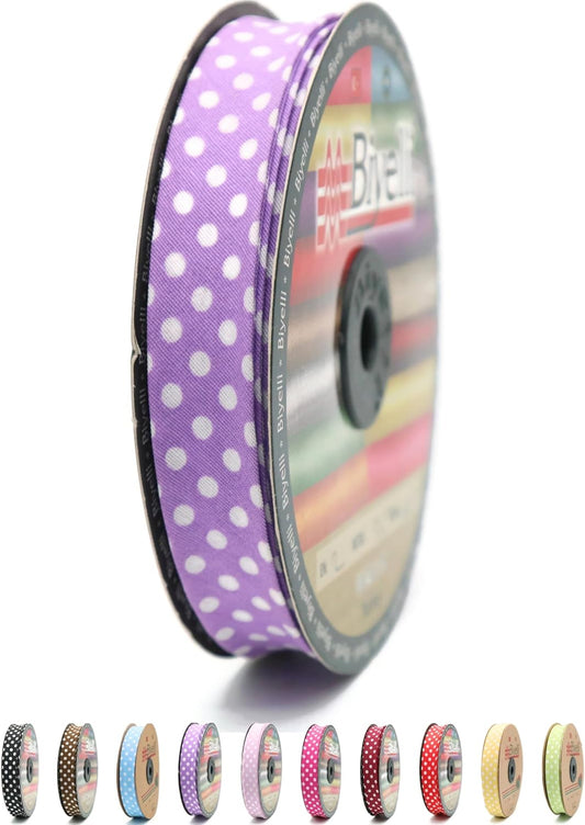 Cotton Fold Bias Binding Tape - 3/4 Inches (20mm) Wide - 27 Yards - Polka Dots Single Fold Cotton Fold Bias Binding Tape for Sewing Clothing DIY Purple A18