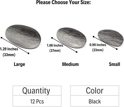 Black Metal Shank Buttons - 12 Pcs - 3 Size Options - Wooden Look Metal Shank Buttons for Men Women Blazer Coat Uniform Shirt Suit and Jacket Sewing Craft DIY N3103