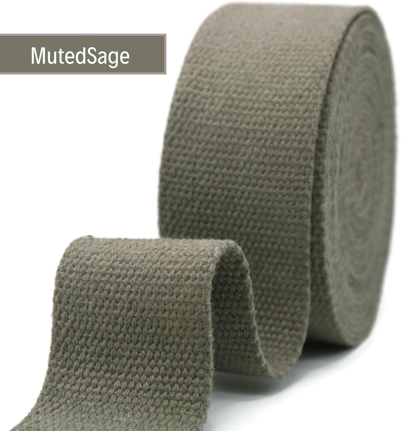 Cotton Webbing 2" & 1.5'' & 1" - 5 Yards - 50+ Colors -%100 Natural Cotton - Turkish Woven - 1 Inch 1.5 Inch 2 Inch MutedSage Canvas Webbing for Sewing Straps Bags Climbing Indoors Craft DIY 11285…