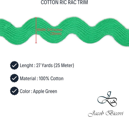 Cotton RIC Rac Trim - 3/4 Inch - 27 Yards - Wave Bending Fringe Trim Cotton Lace Ribbon RIC Rac Trim for Sewing Clothes Gift Wrapping Home Party Decoration CTR0206