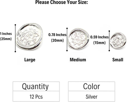 Silver Metal Shank Buttons - 12 Pcs - 3 Size Options - Antique Kingdom Round Metal Shank Buttons for Men Women Blazer Coat Uniform Shirt Suit and Jacket Sewing Craft DIY N2301