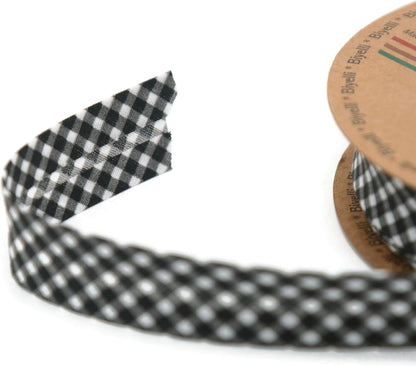 Cotton Fold Bias Binding Tape - 3/4 Inches (20mm) Wide - 27 Yards - Plaid Single Fold Cotton Fold Bias Binding Tape for Sewing Clothing DIY Black E10