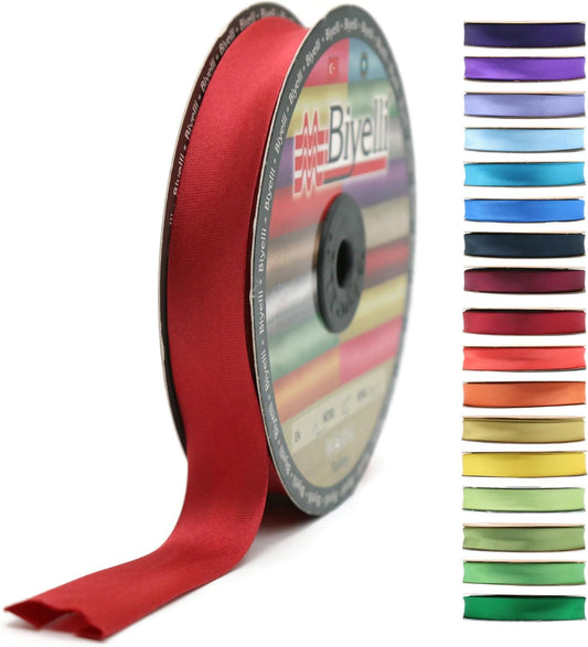 Fold Satin Bias Tape - 99+ Colors - 3/4 Inches Wide - 27 Yards - Fold Satin Binding Bias Ribbon Fabric Piping Bias Binding Tape for Sewing Clothing DIY (92. Berry Red) BYS92