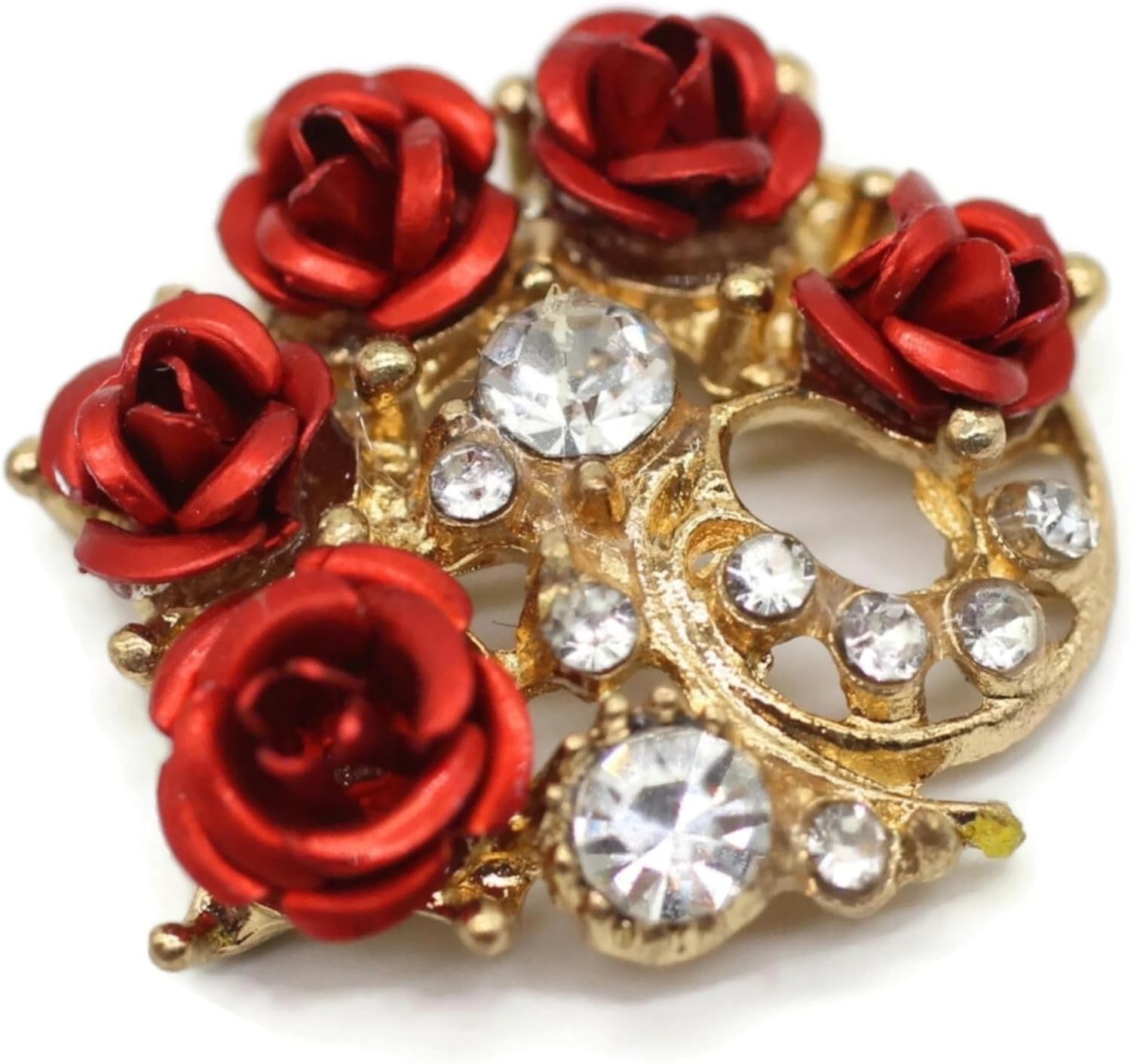 Luxury Rhinestone Rose Floral Gold Metal Shank Buttons - 33 Pcs - Luxury Floral Rhinestone Rose Metal Shank Buttons for Men Women Blazer Coat Uniform Shirt Suit and Jacket Sewing Craft DIY LXFR9342…