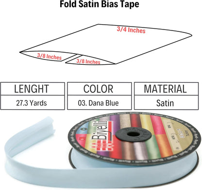 Fold Satin Bias Tape - 99+ Colors - 3/4 Inches Wide - 27 Yards - Fold Satin Binding Bias Ribbon Fabric Piping Bias Binding Tape for Sewing Clothing DIY BYS03