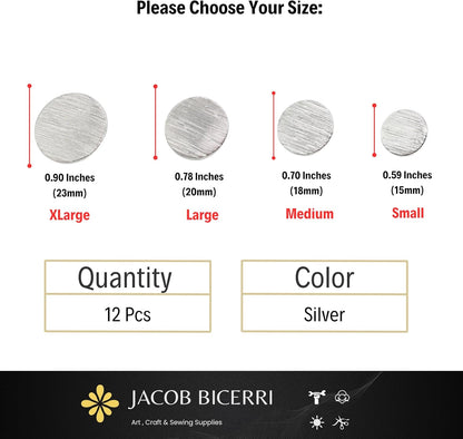 Silver Metal Shank Buttons - 12 Pcs - 4 Size Options - Striped Round Metal Shank Buttons for Men Women Blazer Coat Uniform Shirt Suit and Jacket Sewing Craft DIY N8501