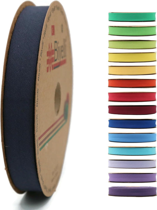 Cotton Fold Bias Tape - 3/4 Inches (20mm) Wide - 27 Yards - 65+ Colors - Single Fold Cotton Fold Bias Binding Tape for Sewing Clothing DIY (11. Off Black) D11