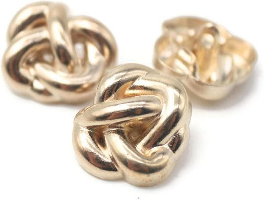 Knot Gold Metal Shank Buttons - 12 Pcs - 4 Size Options - Knot Irregular Metal Shank Buttons for Men Women Blazer Coat Uniform Shirt Suit and Jacket Sewing Craft DIY EM0402
