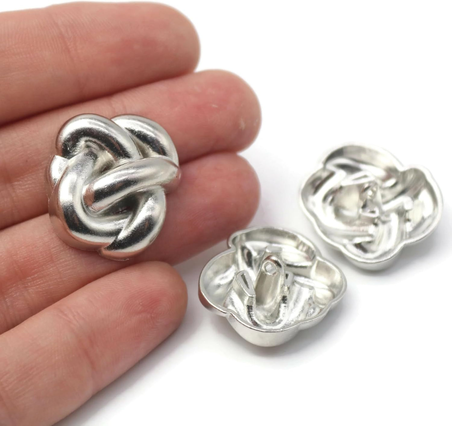 Knot Silver Metal Shank Buttons - 12 Pcs - 4 Size Options - Knot Irregular Metal Shank Buttons for Men Women Blazer Coat Uniform Shirt Suit and Jacket Sewing Craft DIY EM0501