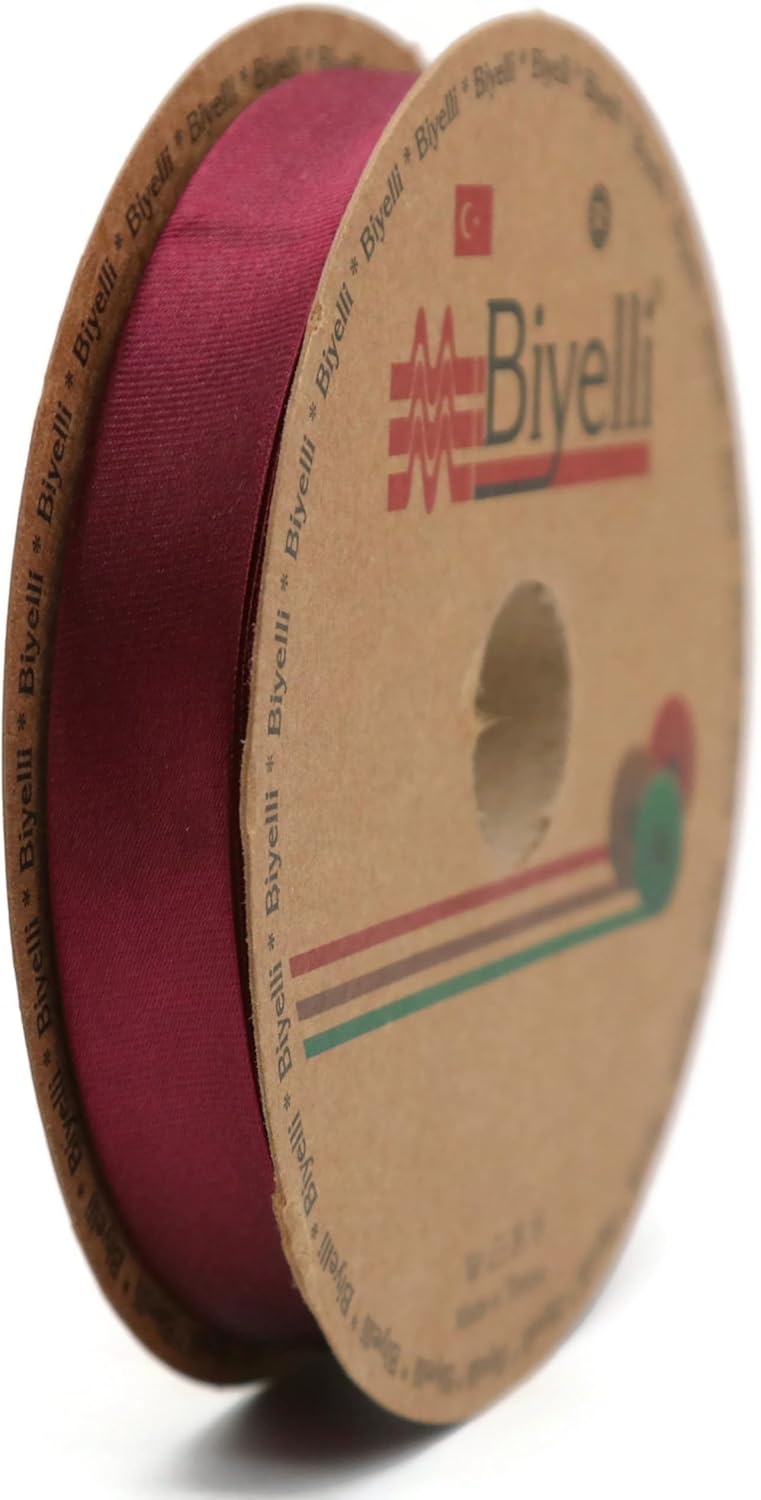 Fold Satin Bias Tape - 99+ Colors - 3/4 Inches Wide - 27 Yards - Fold Satin Binding Bias Ribbon Fabric Piping Bias Binding Tape for Sewing Clothing DIY (75. Burgundy) BYS75