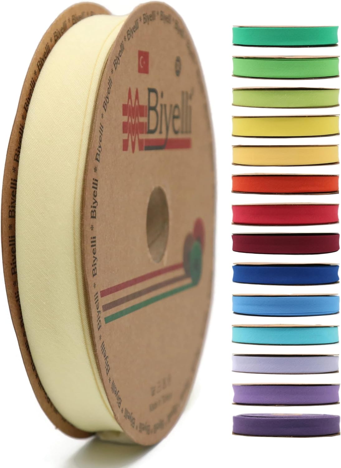 Cotton Fold Bias Tape - 3/4 Inches (20mm) Wide - 27 Yards - 65+ Colors - Single Fold Cotton Fold Bias Binding Tape for Sewing Clothing DIY (63. Milk Yellow) D63