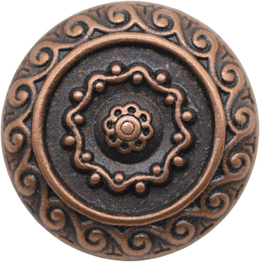Antique Copper Metal Buttons - 12 Pcs - 2 Size Options - Floral Round Metal Shank Buttons Vintage for Men Women Blazer Coat Uniform Shirt Suit and Jacket Sewing Craft DIY N21601