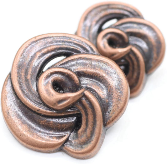 Antique Copper Metal Shank Buttons - 12 Pcs - 3 Size Options - Floral Round Metal Shank Buttons Vintage for Men Women Blazer Coat Uniform Shirt Suit and Jacket Sewing Craft DIY N23503