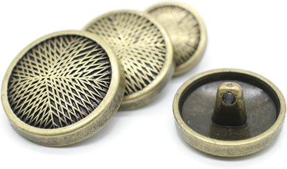 Bronze Metal Shank Buttons - 12 Pcs - 3 Size Options - Luxury Stripeds Round Metal Shank Buttons for Men Women Blazer Coat Uniform Shirt Suit and Jacket Sewing Craft DIY N18203