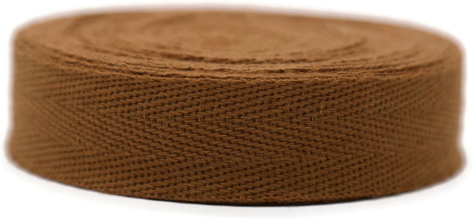 1" & 1.18" & 1.5'' & 2" Cotton Twill Tape - 10 Yards - 50+ Colors -%100 Natural Cotton 1 Inch 1.5 Inch 2 Inch Herringbone Bias Binding Cotton Tape Trim for Sewing Wrapping Craft DIY 10462 (Caramel)…