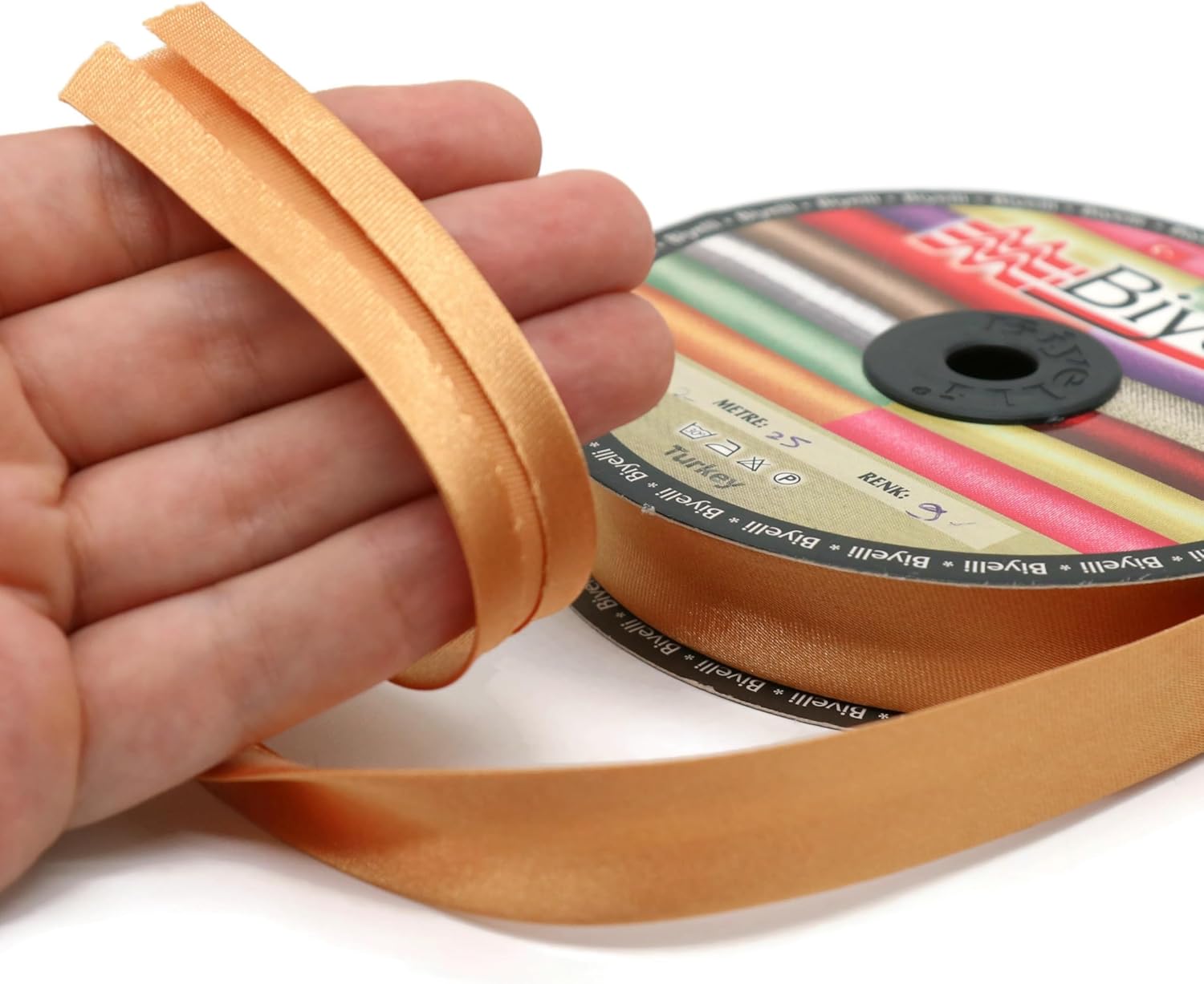 Fold Satin Bias Tape - 99+ Colors - 3/4 Inches Wide - 27 Yards - Fold Satin Binding Bias Ribbon Fabric Piping Bias Binding Tape for Sewing Clothing DIY (96. Blush Tan) BYS96