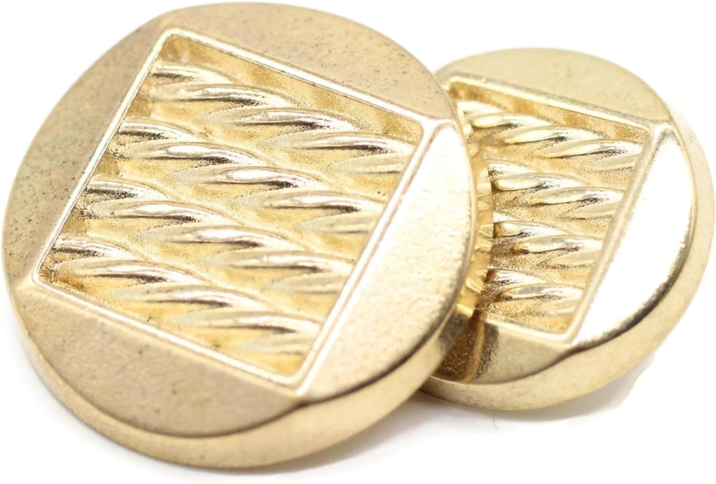 Gold Metal Shank Buttons - 12 Pcs - 2 Size Options - Luxury Chain Round Metal Shank Buttons for Men Women Blazer Coat Uniform Shirt Suit and Jacket Sewing Craft DIY N1002