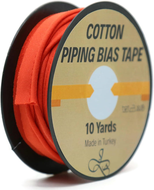 Piping Trim Bias Tape with Cord - 10 Yards - 65+ Colors - 1/2 Inch Decorative Sewing Trim for Upholstery Cushions Home Décor Crafting Clothing - Durable Cotton - Carnation ID17