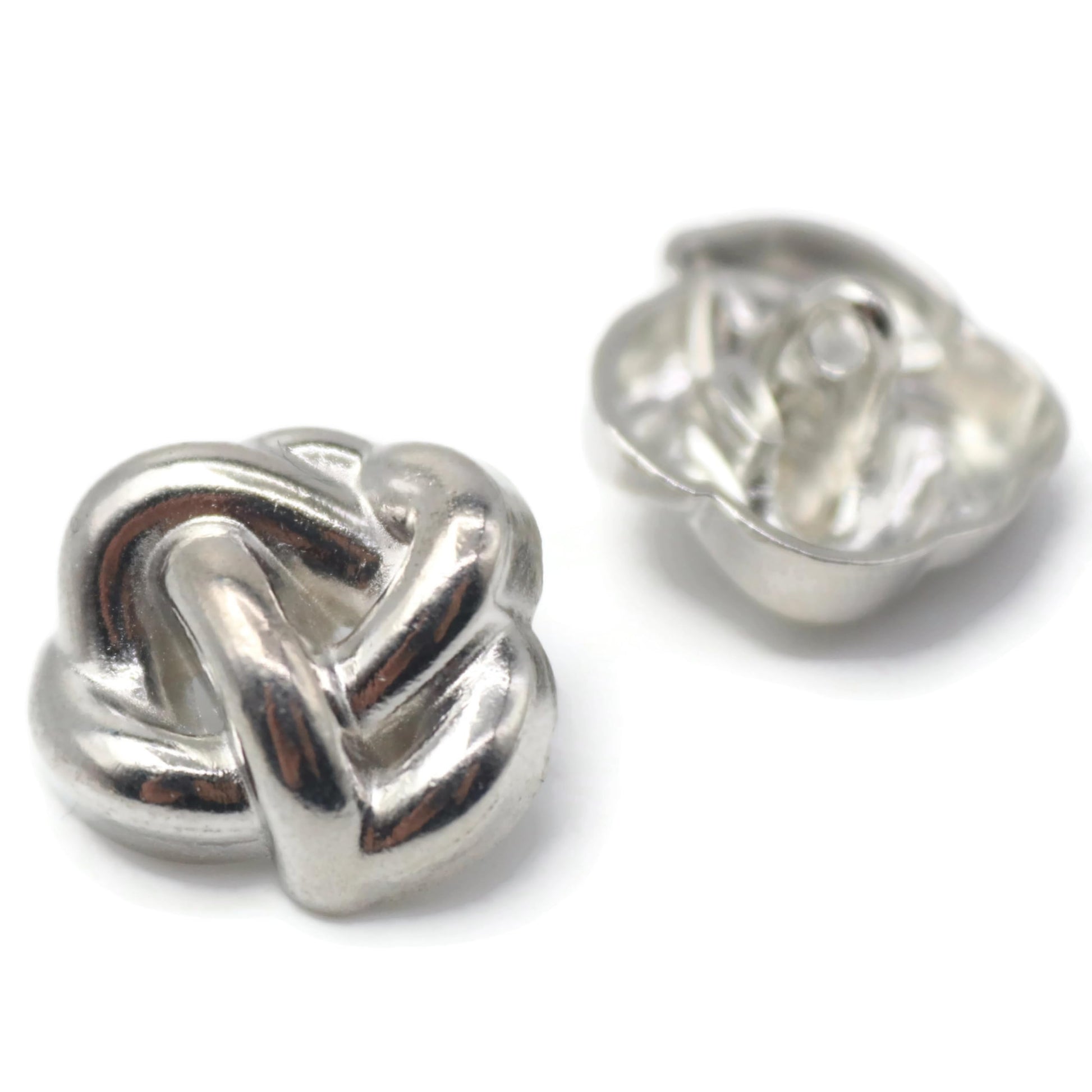 Knot Silver Metal Shank Buttons - 12 Pcs - 4 Size Options - Knot Irregular Metal Shank Buttons for Men Women Blazer Coat Uniform Shirt Suit and Jacket Sewing Craft DIY EM0501