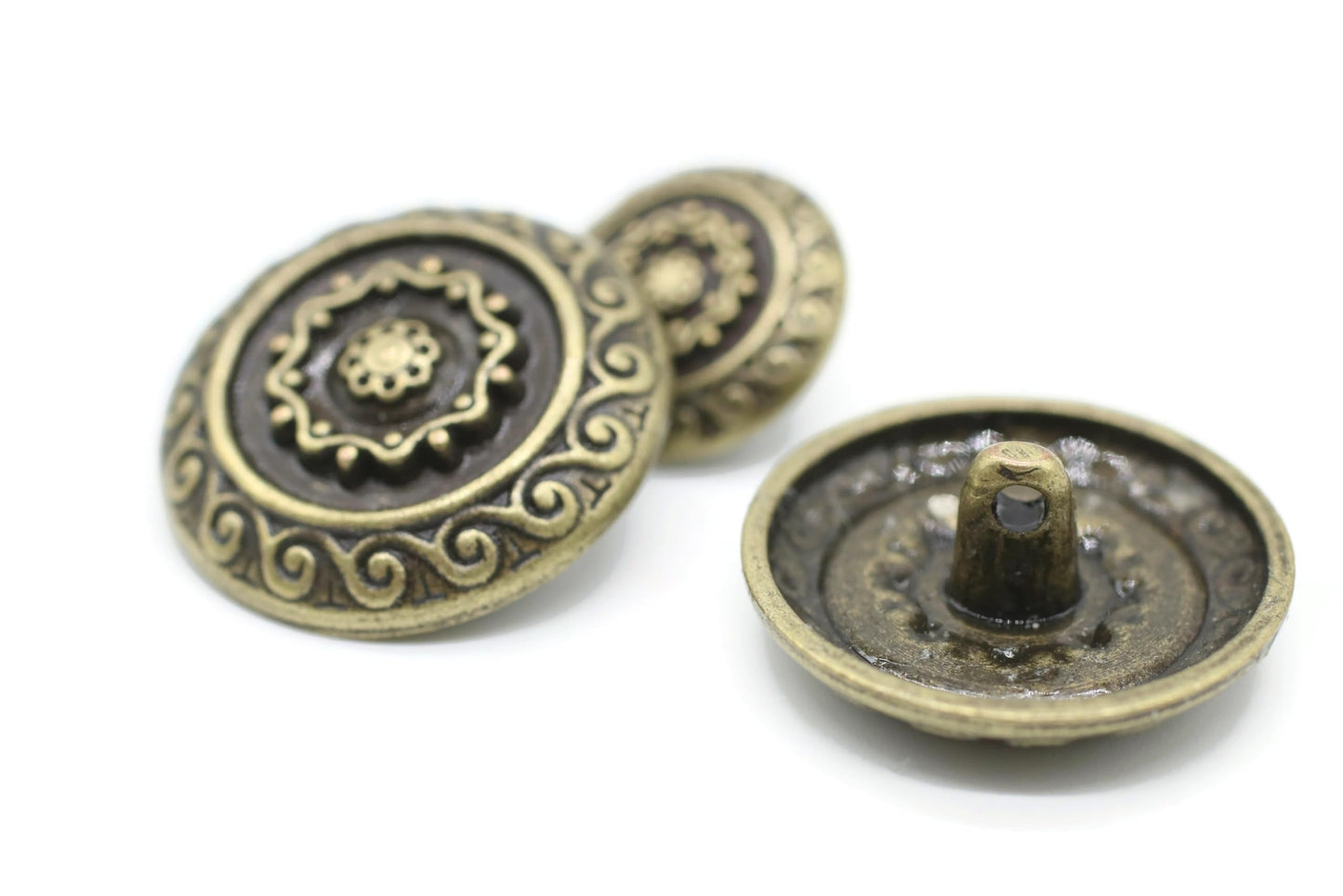 Gold Metal Shank Buttons - 12 Pcs - 2 Size Options - Luxury Floral of Rome Round Metal Shank Buttons Gold for Men Women Blazer Coat Uniform Shirt Suit and Jacket Sewing Craft DIY N0902