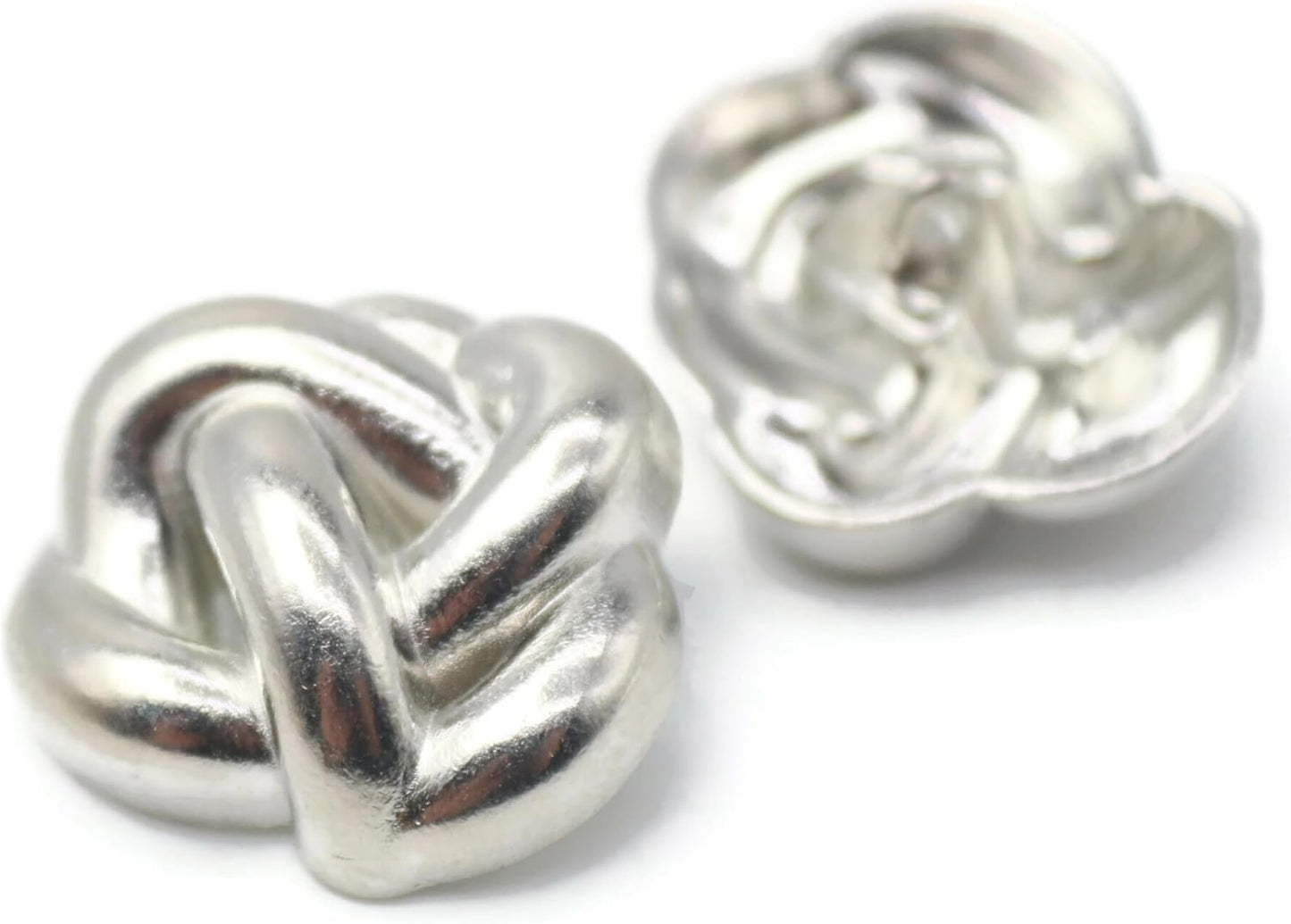 Knot Silver Metal Shank Buttons - 12 Pcs - 4 Size Options - Knot Irregular Metal Shank Buttons for Men Women Blazer Coat Uniform Shirt Suit and Jacket Sewing Craft DIY EM0501