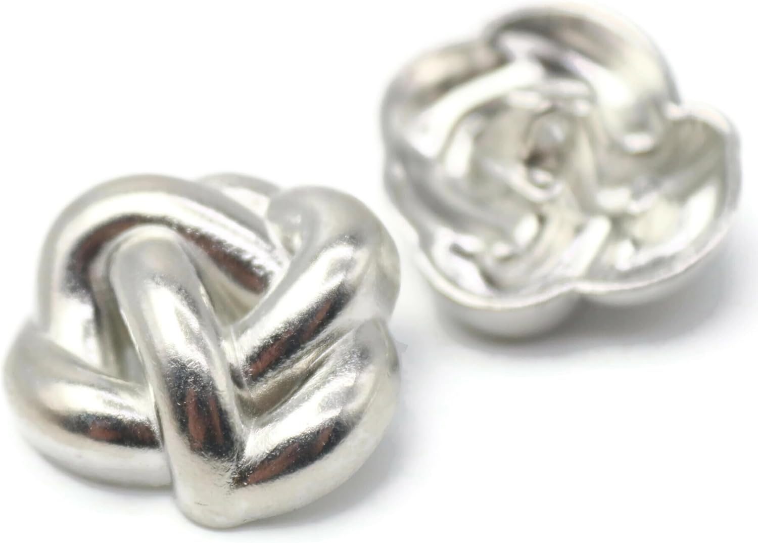 Knot Silver Metal Shank Buttons - 12 Pcs - 4 Size Options - Knot Irregular Metal Shank Buttons for Men Women Blazer Coat Uniform Shirt Suit and Jacket Sewing Craft DIY EM0501