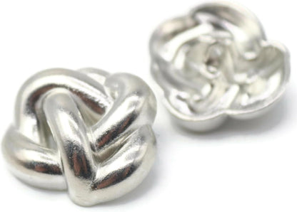 Knot Silver Metal Shank Buttons - 12 Pcs - 4 Size Options - Knot Irregular Metal Shank Buttons for Men Women Blazer Coat Uniform Shirt Suit and Jacket Sewing Craft DIY EM0501