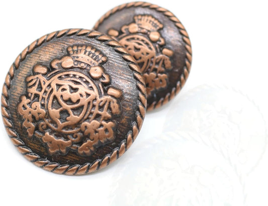 Antique Copper Metal Shank Buttons - 12 Pcs - 3 Size Options - Round Metal Shank Buttons Vintage for Men Women Blazer Coat Uniform Shirt Suit and Jacket Sewing Craft DIY N20903