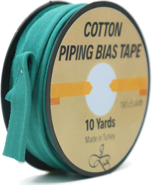 Piping Trim Bias Tape with Cord - 10 Yards - 65+ Colors - 1/2 Inch Decorative Sewing Trim for Upholstery Cushions Home Décor Crafting Clothing - Durable Cotton - Fern Green ID40