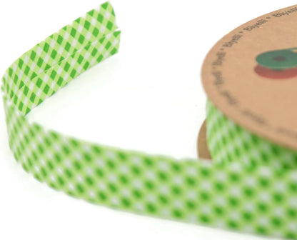 Cotton Fold Bias Binding Tape - 3/4 Inches (20mm) Wide - 27 Yards - Plaid Single Fold Cotton Fold Bias Binding Tape for Sewing Clothing DIY Green E5