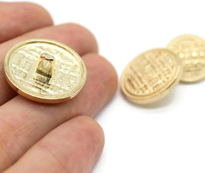 Gold Metal Shank Buttons - 12 Pcs - 3 Size Options - Weave Round Metal Shank Buttons for Men Women Blazer Coat Uniform Shirt Suit and Jacket Sewing Craft DIY N4103