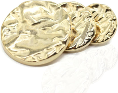 Wrinkle Gold Metal Shank Buttons - 12 Pcs - 4 Size Options - Luxury Wrinkle Round Wave Metal Shank Buttons for Men Women Blazer Coat Uniform Shirt Suit and Jacket Sewing Craft DIY G4232…