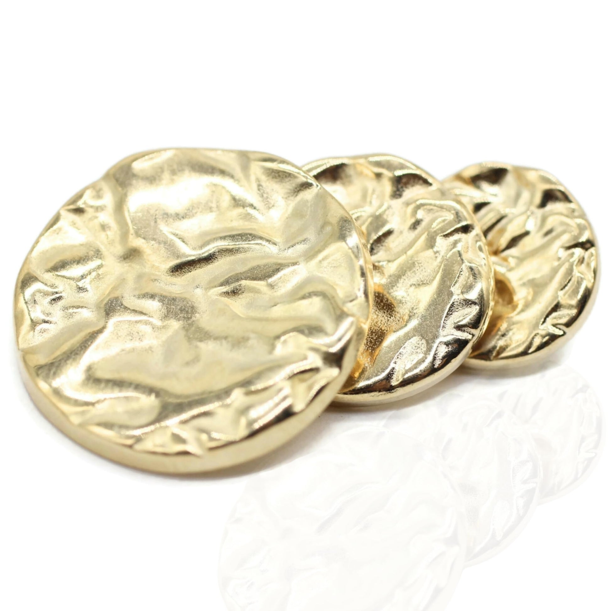 Wrinkle Gold Metal Shank Buttons - 12 Pcs - 4 Size Options - Luxury Wrinkle Round Wave Metal Shank Buttons for Men Women Blazer Coat Uniform Shirt Suit and Jacket Sewing Craft DIY G4232…