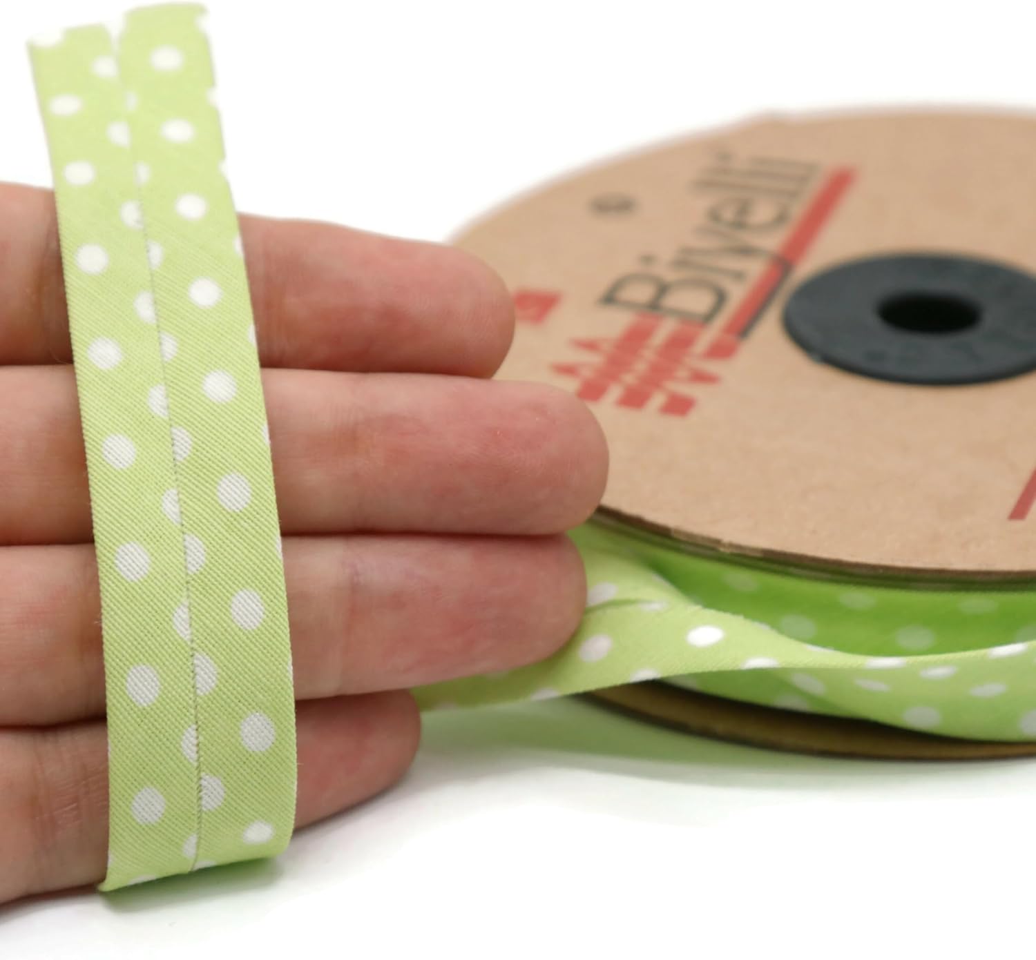 Cotton Fold Bias Binding Tape - 3/4 Inches (20mm) Wide - 27 Yards - Polka Dots Single Fold Cotton Fold Bias Binding Tape for Sewing Clothing DIY Green A15