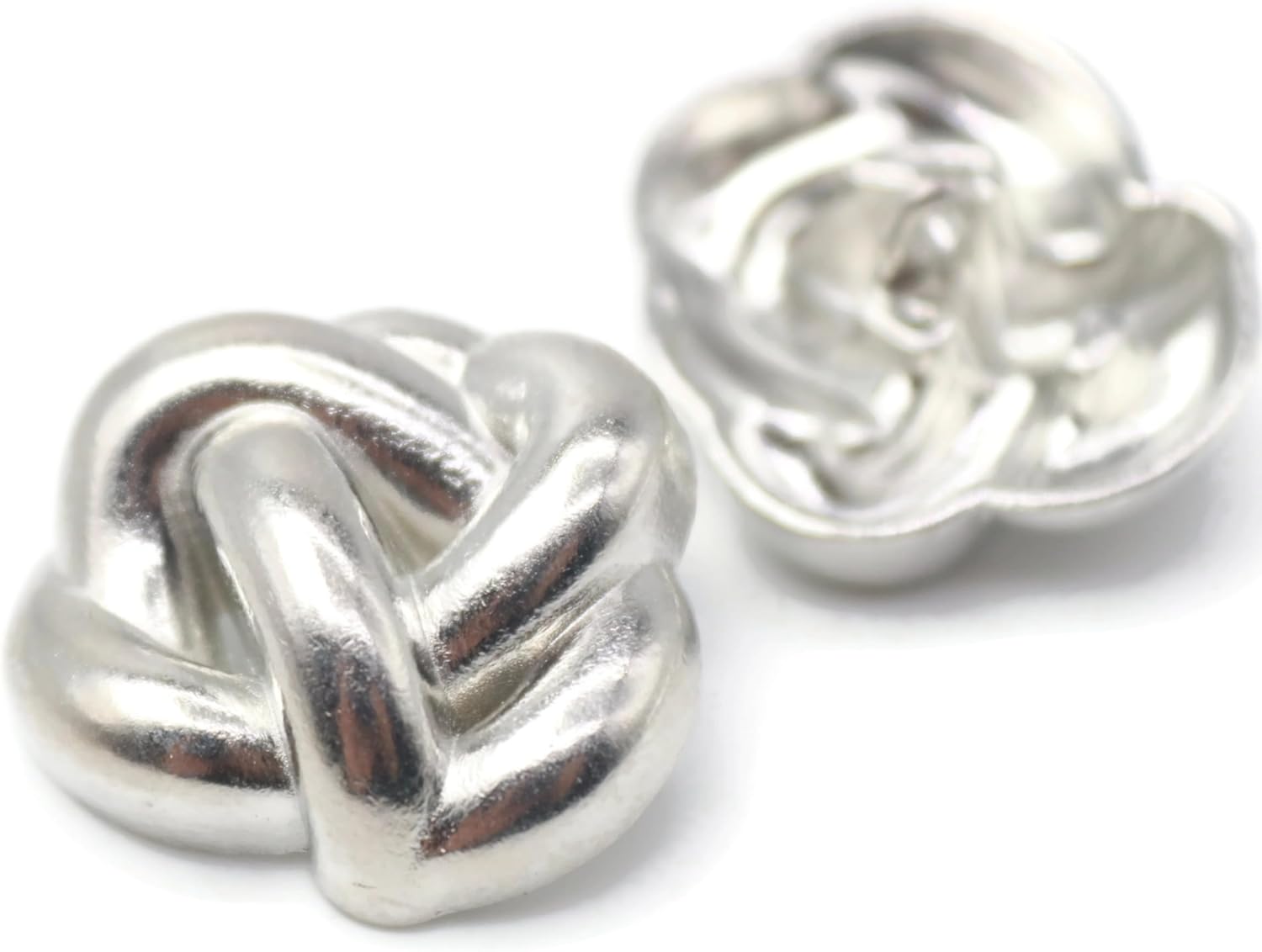 Knot Silver Metal Shank Buttons - 12 Pcs - 4 Size Options - Knot Irregular Metal Shank Buttons for Men Women Blazer Coat Uniform Shirt Suit and Jacket Sewing Craft DIY EM0501