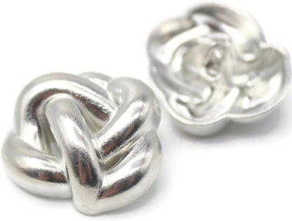 Knot Silver Metal Shank Buttons - 12 Pcs - 4 Size Options - Knot Irregular Metal Shank Buttons for Men Women Blazer Coat Uniform Shirt Suit and Jacket Sewing Craft DIY EM0501