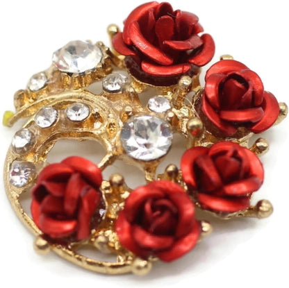 Luxury Rhinestone Rose Floral Gold Metal Shank Buttons - 33 Pcs - Luxury Floral Rhinestone Rose Metal Shank Buttons for Men Women Blazer Coat Uniform Shirt Suit and Jacket Sewing Craft DIY LXFR9342…