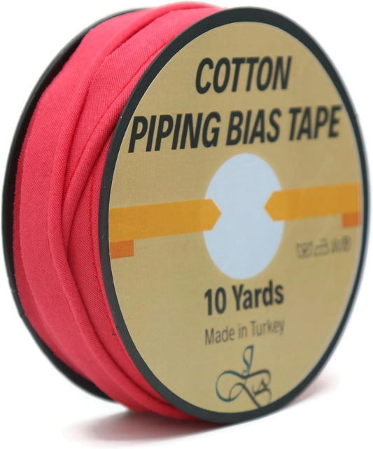 Piping Trim Bias Tape with Cord - 10 Yards - 65+ Colors - 1/2 Inch Decorative Sewing Trim for Upholstery Cushions Home Décor Crafting Clothing - Durable Cotton - Brick Red ID05