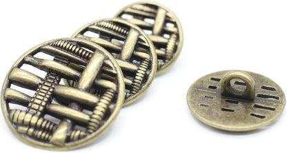 Bronze Metal Shank Buttons - 12 Pcs - 3 Size Options - Weave Round Metal Shank Buttons for Men Women Blazer Coat Uniform Shirt Suit and Jacket Sewing Craft DIY N17103
