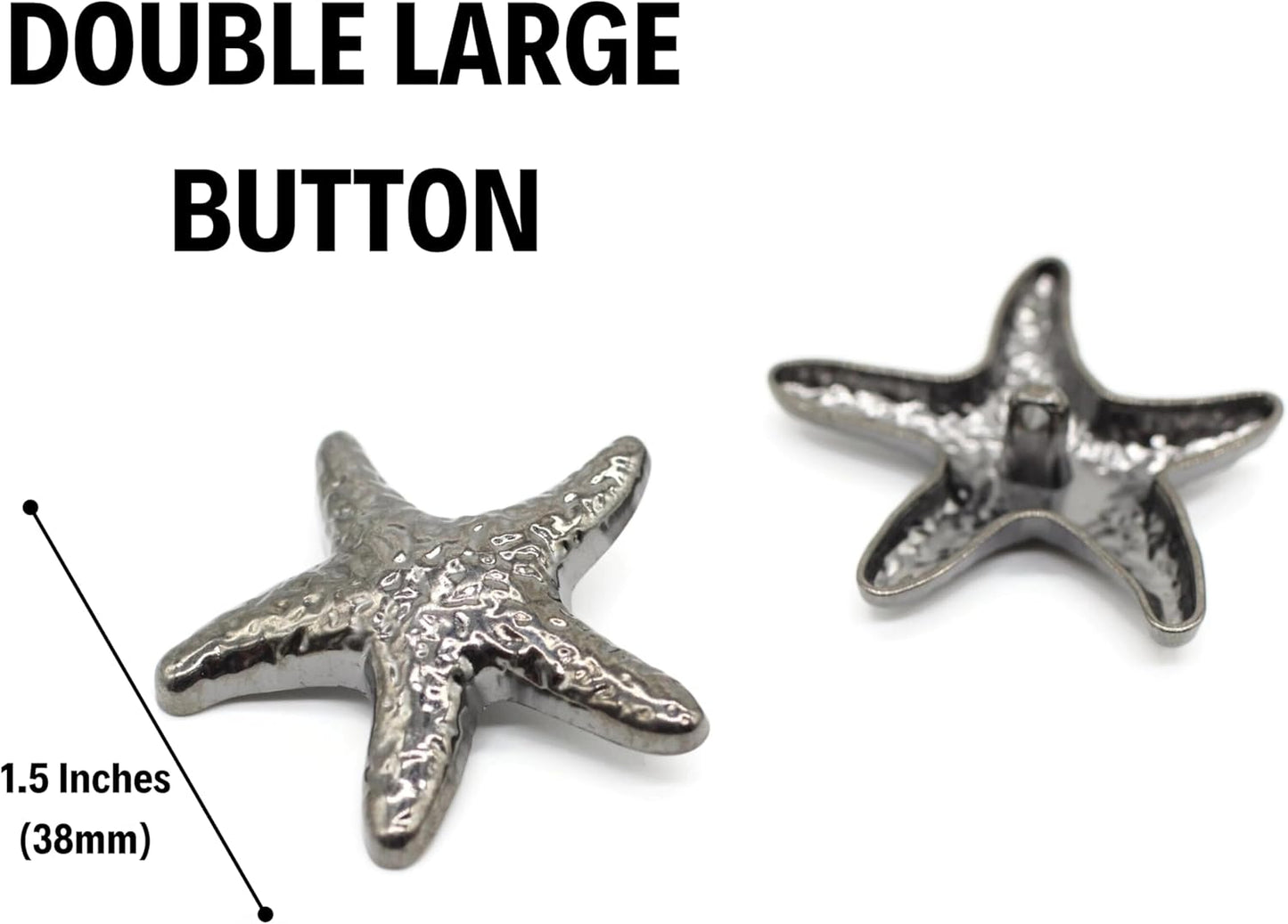 Black Metal Shank Buttons - 6 Pcs - Sea Star Metal Shank Double Large Buttons for Men Women Blazer Coat Uniform Shirt Suit and Jacket Sewing Craft DIY N2801