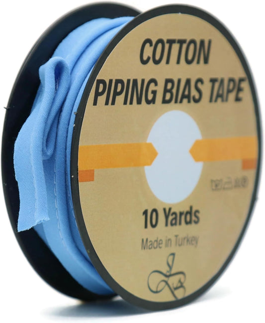 Piping Trim Bias Tape with Cord - 10 Yards - 65+ Colors - 1/2 Inch Decorative Sewing Trim for Upholstery Cushions Home Décor Crafting Clothing - Durable Cotton - Admiral Blue ID60