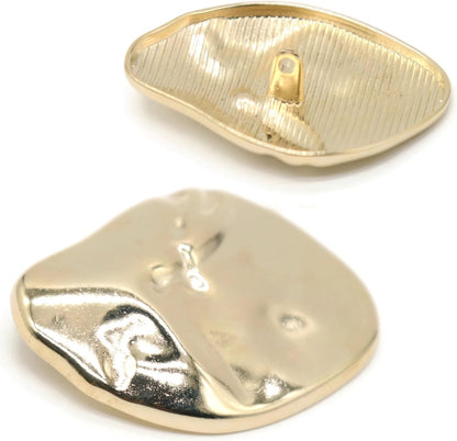 6 Piece Gold Metal Shank Buttons for Coat, Blazer, Craft and Sewing – Irregular Shape Designer Buttons for Clothes and DIY Projects - E08M