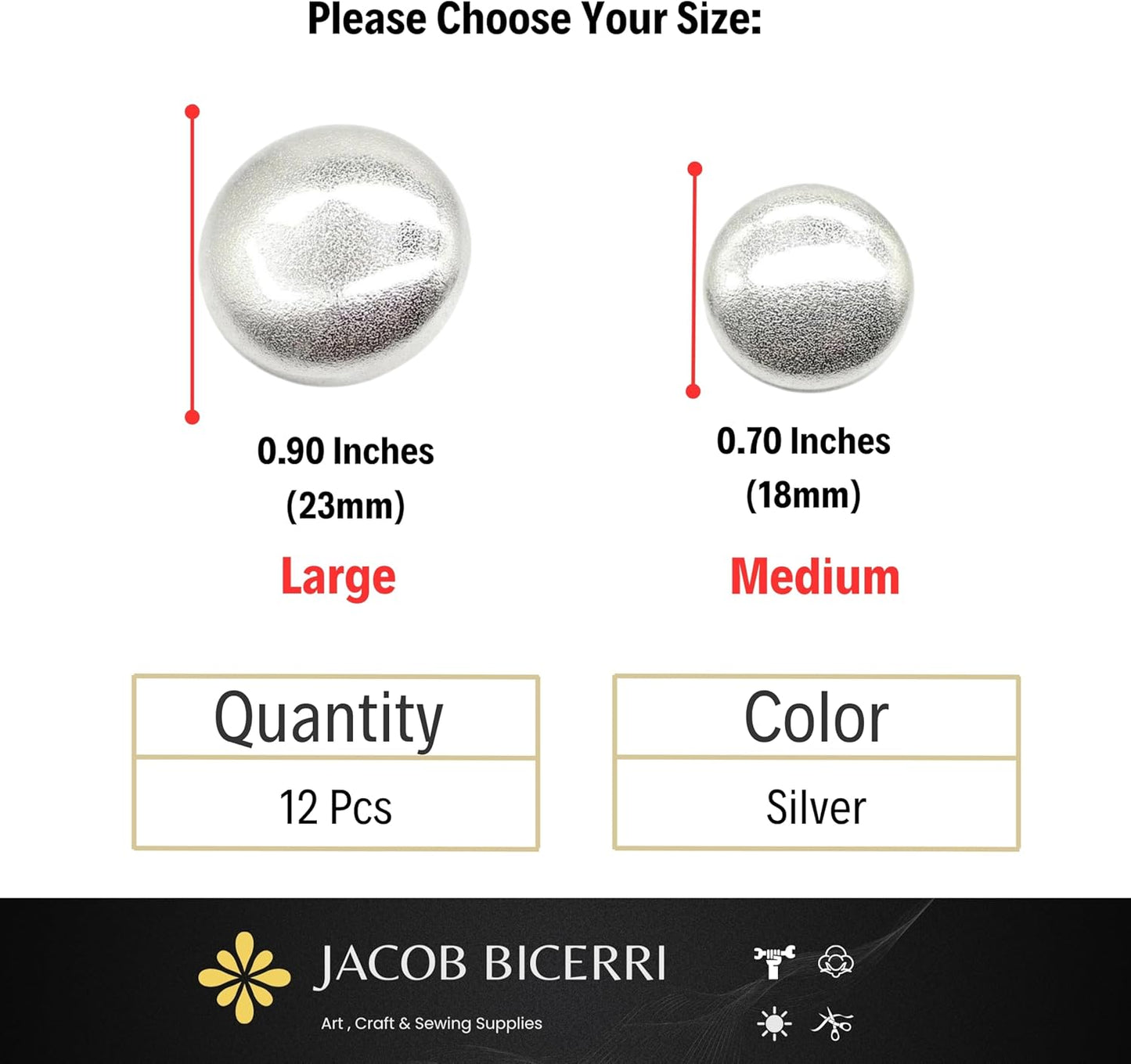 Silver Metal Shank Buttons - 12 Pcs - 2 Size Options - Luxury Flat Round Wave Metal Shank Buttons for Men Women Blazer Coat Uniform Shirt Suit and Jacket Sewing Craft DIY N10002