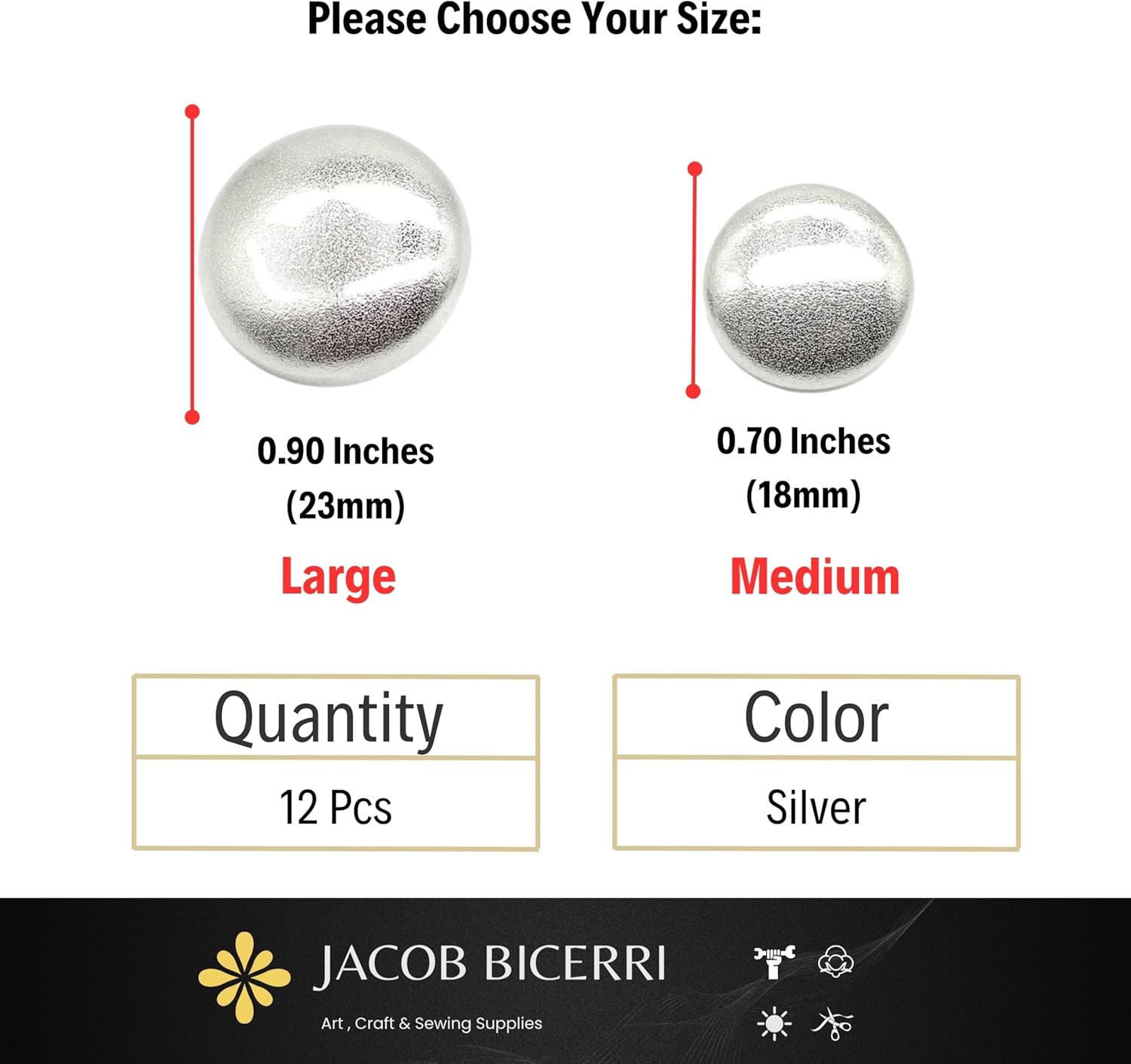 Silver Metal Shank Buttons - 12 Pcs - 2 Size Options - Luxury Flat Round Wave Metal Shank Buttons for Men Women Blazer Coat Uniform Shirt Suit and Jacket Sewing Craft DIY N10002