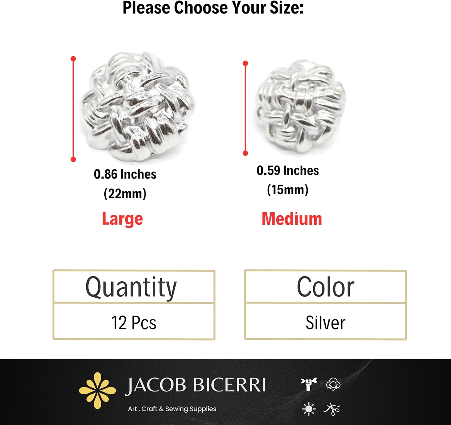 Wrinkle Silver Metal Shank Buttons - 12 Pcs - 2 Size Options - Luxury Wrinkle Round Wave Metal Shank Buttons for Men Women Blazer Coat Uniform Shirt Suit and Jacket Sewing Craft DIY B4242…