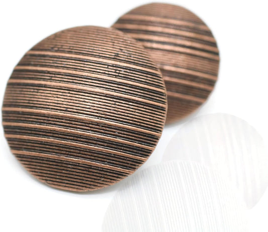 Antique Copper Metal Shank Buttons - 12 Pcs - 2 Size Options - Striped Round Metal Shank Buttons Vintage for Men Women Blazer Coat Uniform Shirt Suit and Jacket Sewing Craft DIY N23202