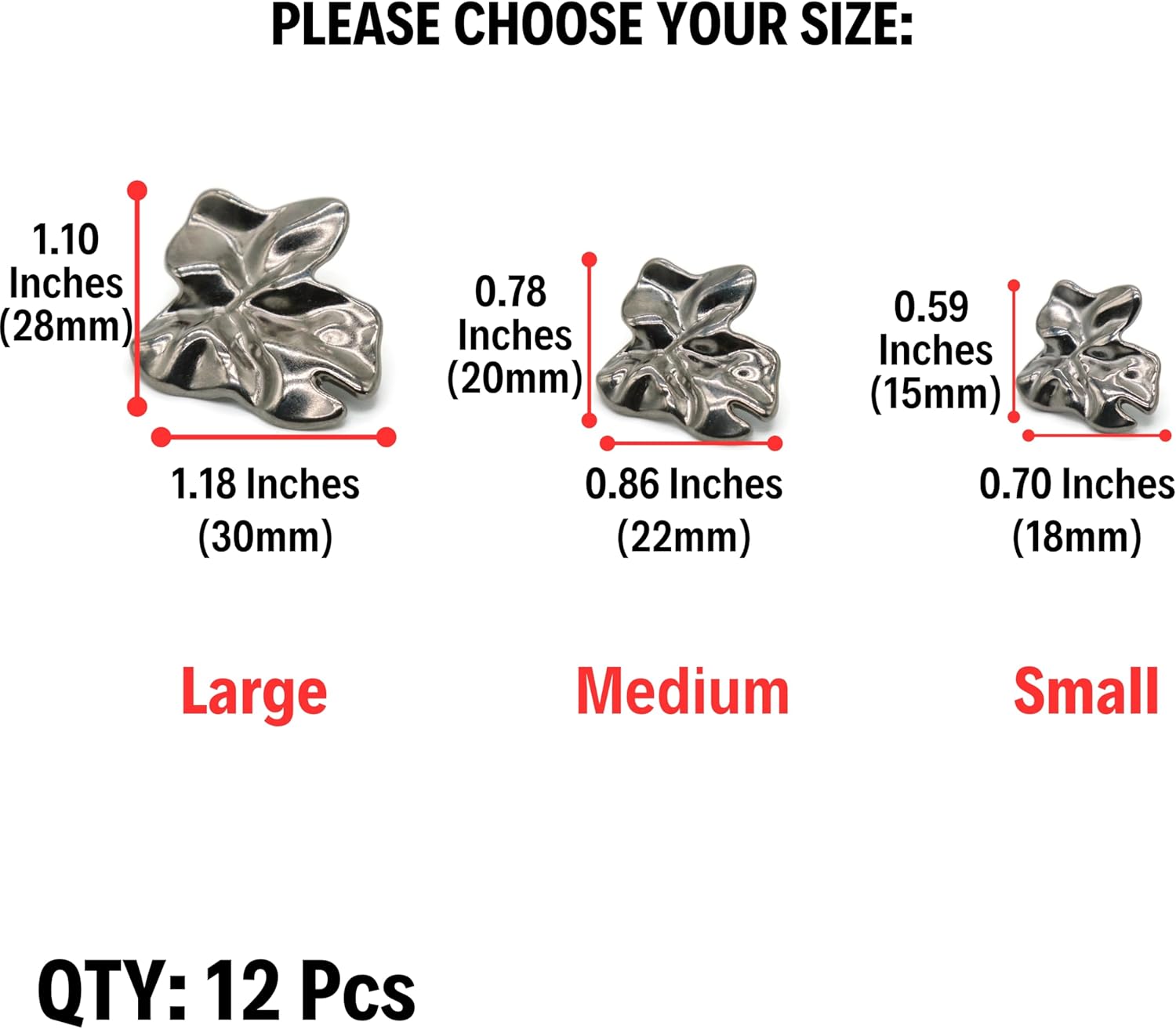 Wrinkle Black Metal Shank Buttons - 12 Pcs - 3 Size Options - Luxury Wave Wrinkle Irregular Wave Metal Shank Buttons for Men Women Blazer Coat Uniform Shirt Suit and Jacket Sewing Craft DIY E0903