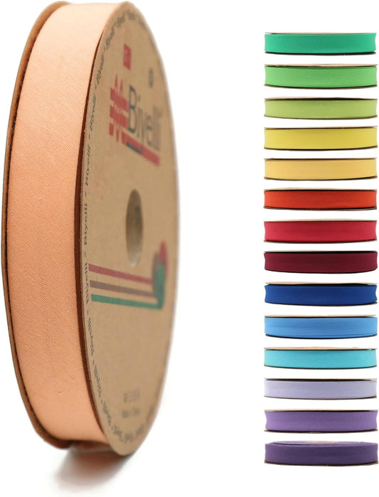 Cotton Fold Bias Tape - 3/4 Inches (20mm) Wide - 27 Yards - 65+ Colors - Single Fold Cotton Fold Bias Binding Tape for Sewing Clothing DIY (66. Flesh Rust) D66